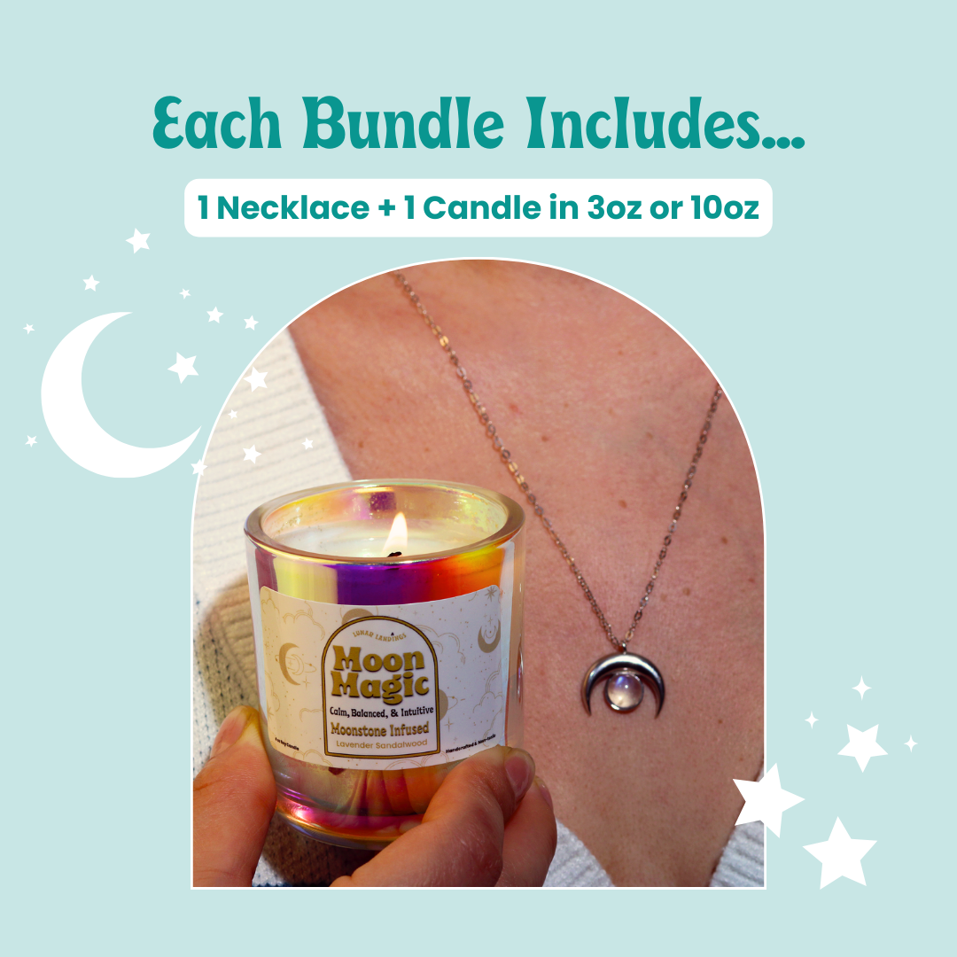 Moon Goddess Bundle: Moonstone Necklace & Candle