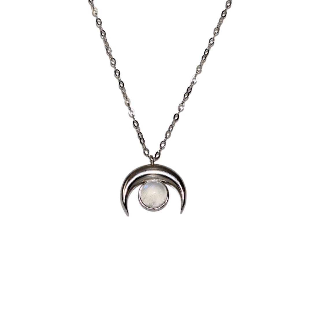 Moon Goddess Crescent Moonstone Necklace, Jewelry