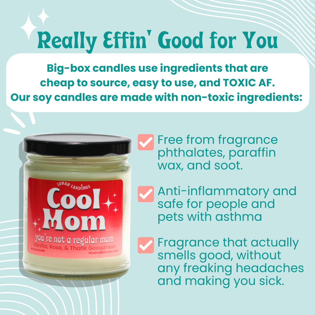 Cool Mom, Vanilla, and Roses Soy Candle