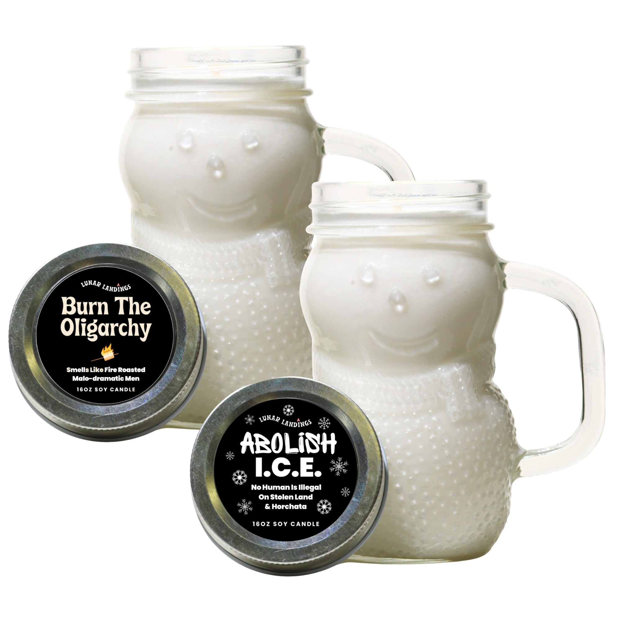 Build Your Own 2-Pack: 16oz Large Protest Snowman Candles (Holiday Edition)