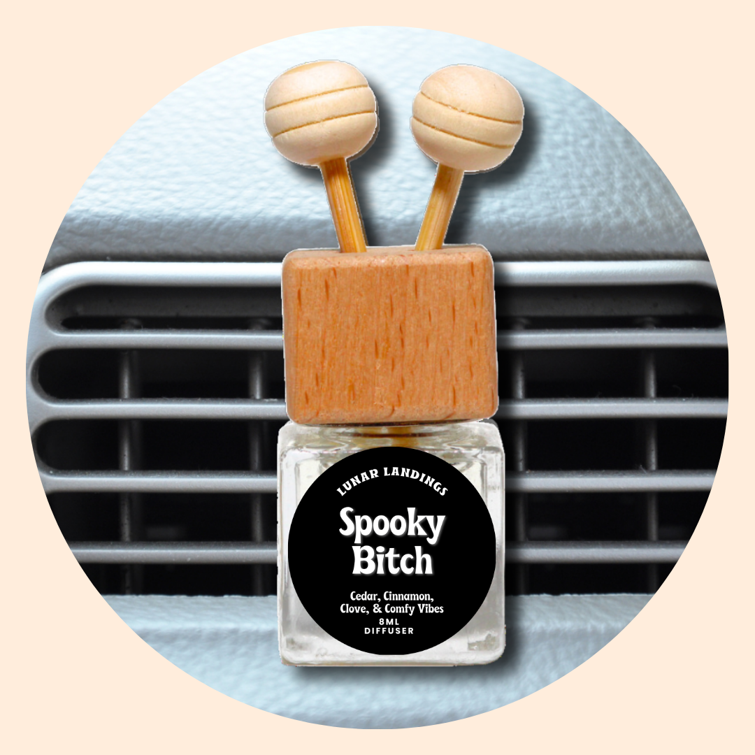 Spooky Bitch Car Freshener & Refill, Cedar, Cinnamon, & Clove Essential Oil Infused
