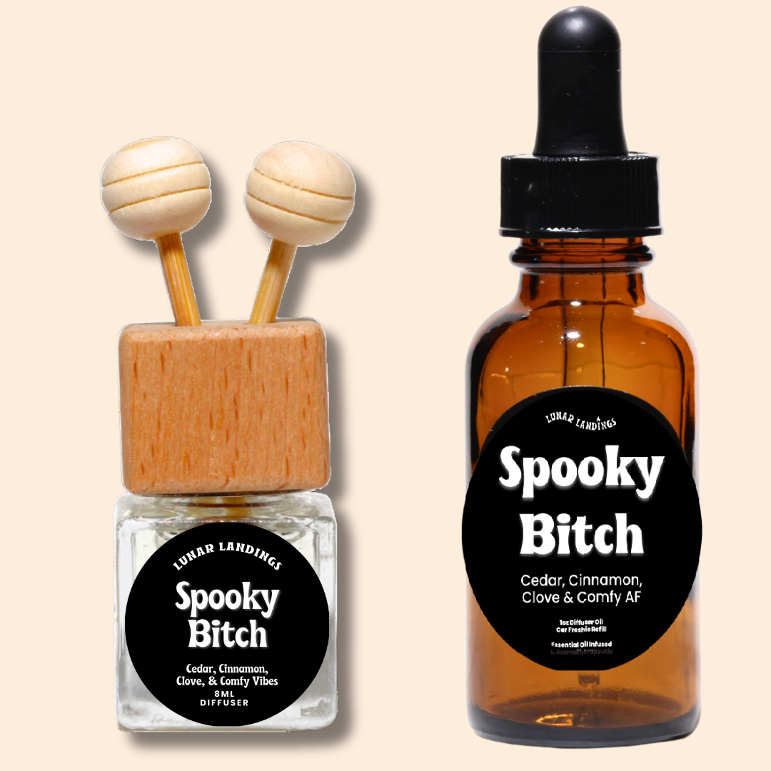 Spooky Bitch Car Freshener & Refill, Cedar, Cinnamon, & Clove Essential Oil Infused