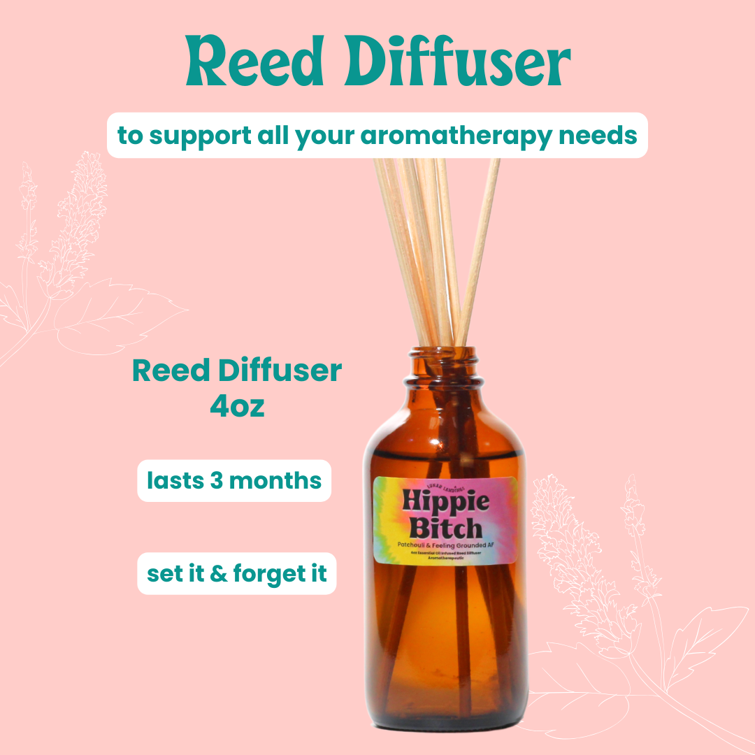 Hippie Bitch Reed Diffuser, Patchouli Essential Oil Infused