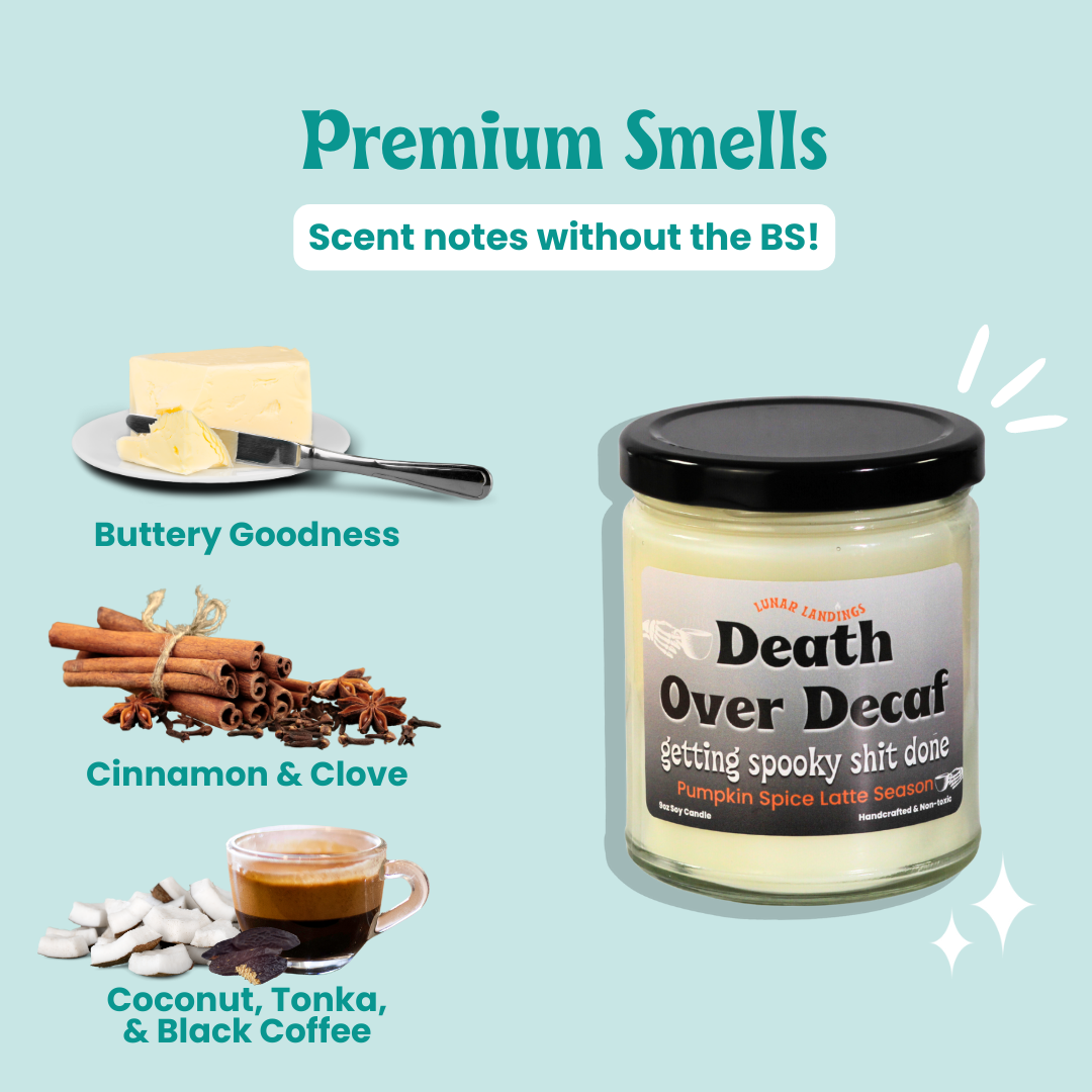Death Over Decaf, Pumpkin Spice Latte Soy Candle