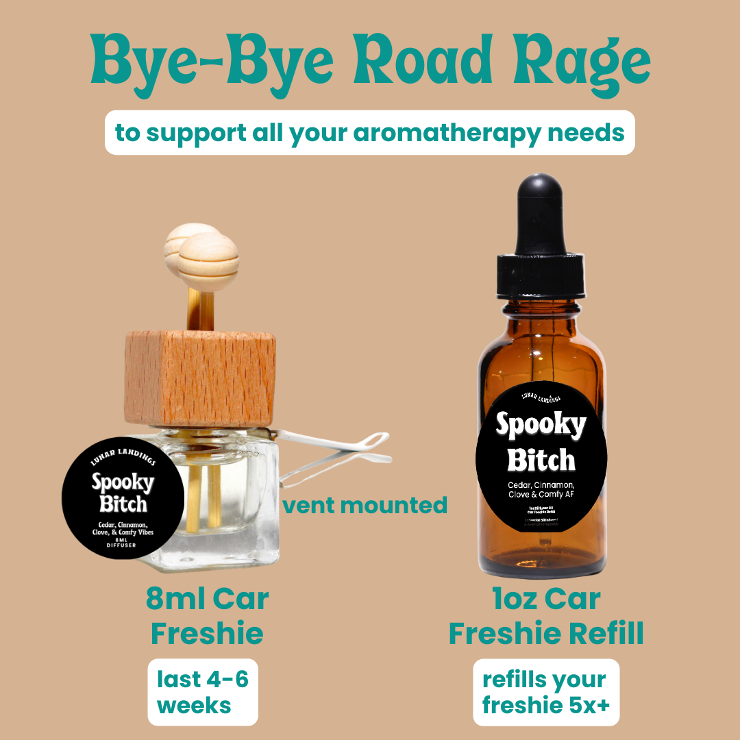 Spooky Bitch Car Freshener & Refill, Cedar, Cinnamon, & Clove Essential Oil Infused