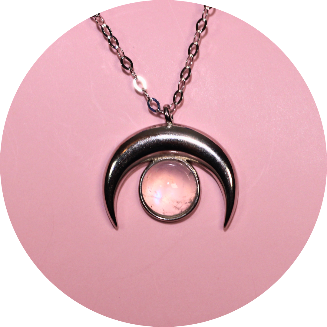 Moon Goddess Crescent Moonstone Necklace, Jewelry