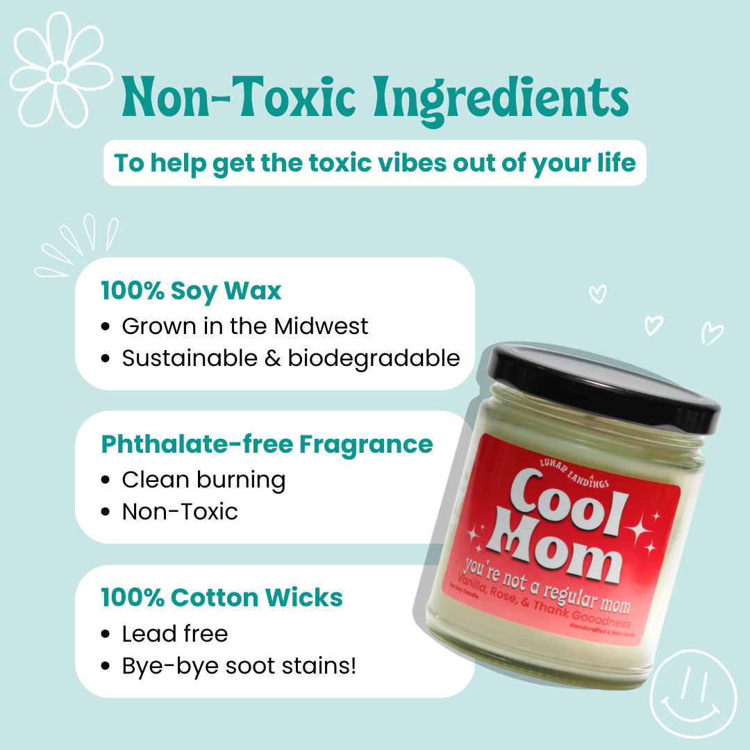 Cool Mom, Vanilla, and Roses Soy Candle