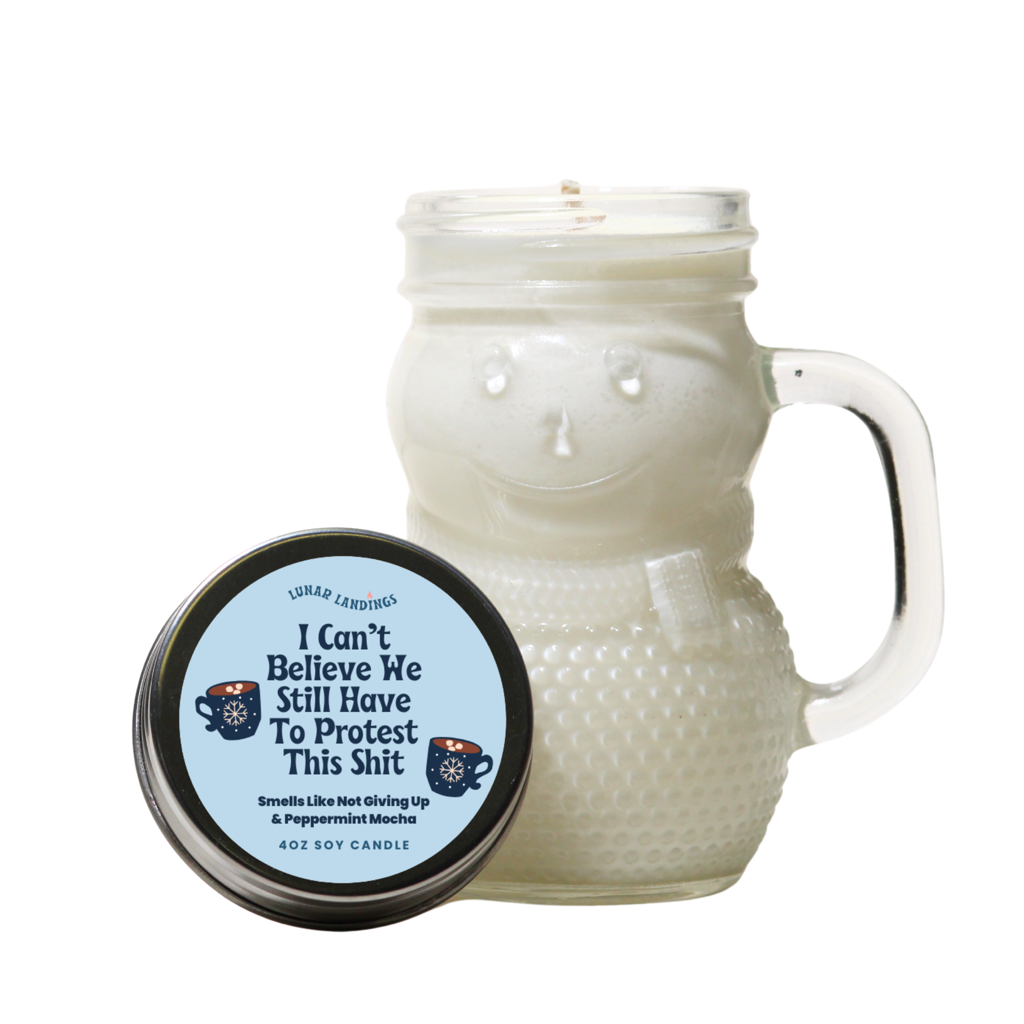 Protest Snowman Mini Soy Candle – Mini 4oz (Pick Your Protest Label)