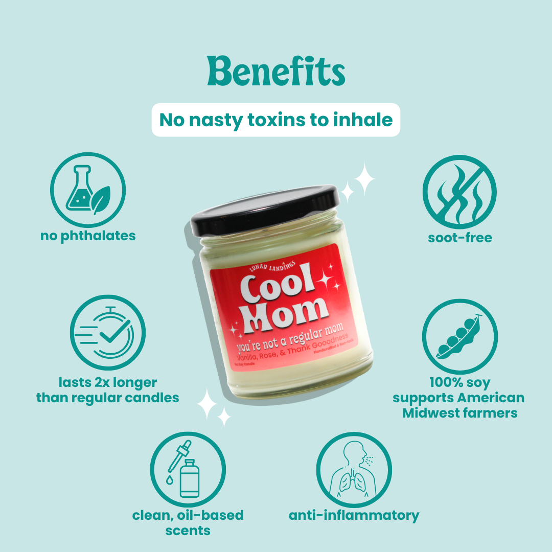 Cool Mom, Vanilla, and Roses Soy Candle
