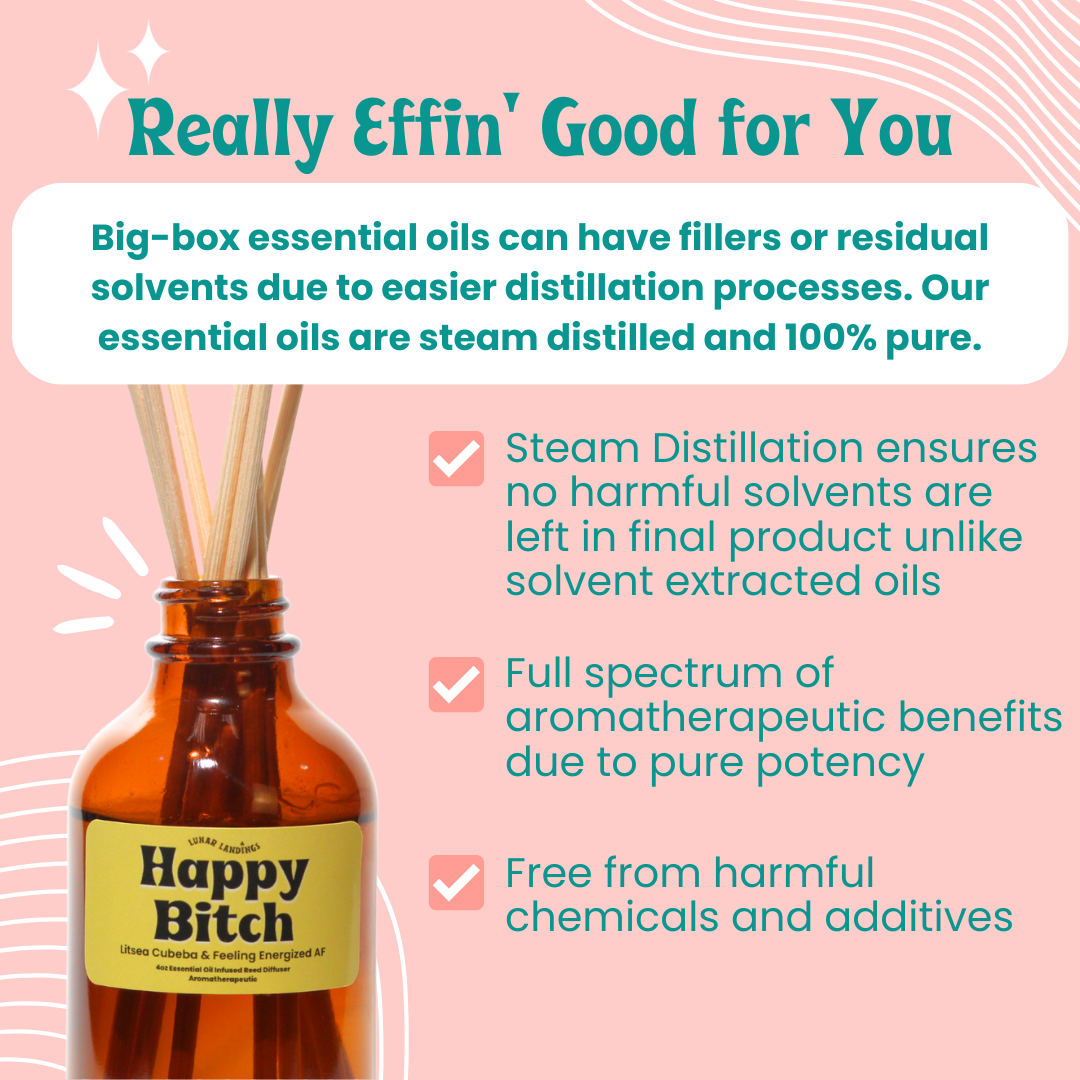 Happy Bitch Reed Diffuser, Litsea Cubeba Essential Oil Infused