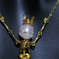 Mystic Mermaid Gold Pearl Siren Queen Necklace with Fresh Water Hand Carved Pearl