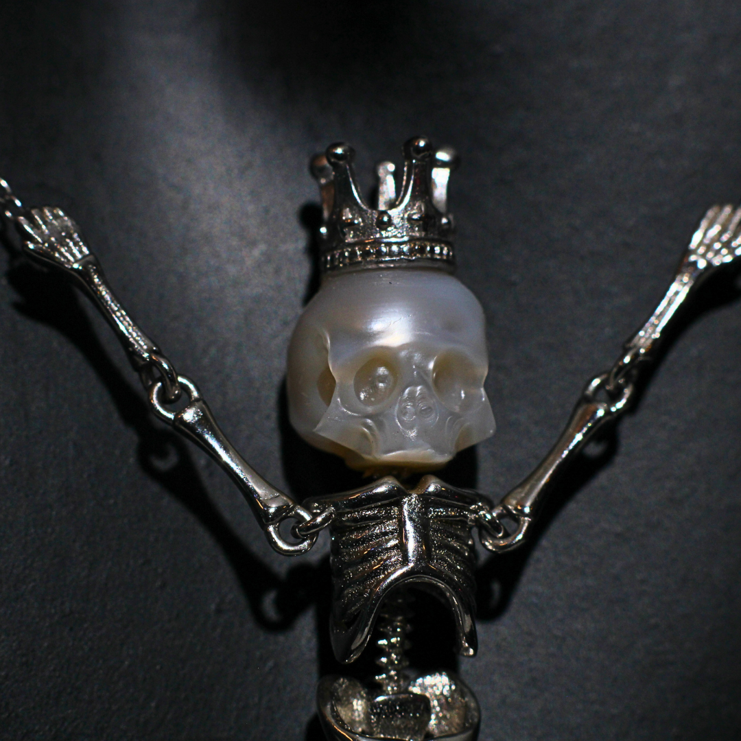 Mystic Mermaid Pearl Siren Queen Necklace with Fresh Water Hand Carved Pearl
