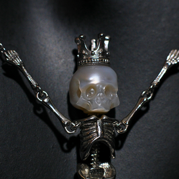 Mystic Mermaid Pearl Siren Queen Necklace with Fresh Water Hand Carved Pearl