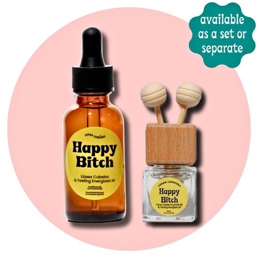 Happy Bitch Car Freshener & Refill, Litsea Cubeba Essential Oil Infused